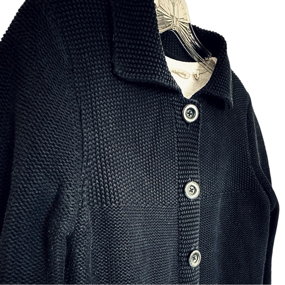 Tommy Hilfiger Dark Blue Heavy Knit Cardigan L Button Front Cotton Sweater - Picture 9 of 14